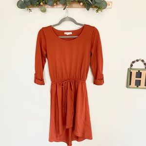 Derek Heart Orange Knit High Low Dress